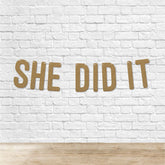 She Did It Graduation Banner By KreateSquare 900 GSM Glitter Banner for University & College Grad Parties Graduation Celebration Decoration